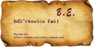 Bárkovics Emil névjegykártya